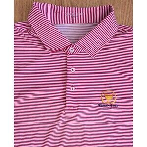 B Draddy Sport Polo Men’s Large Presidents Cup Glen Flora Golf CC Red Striped